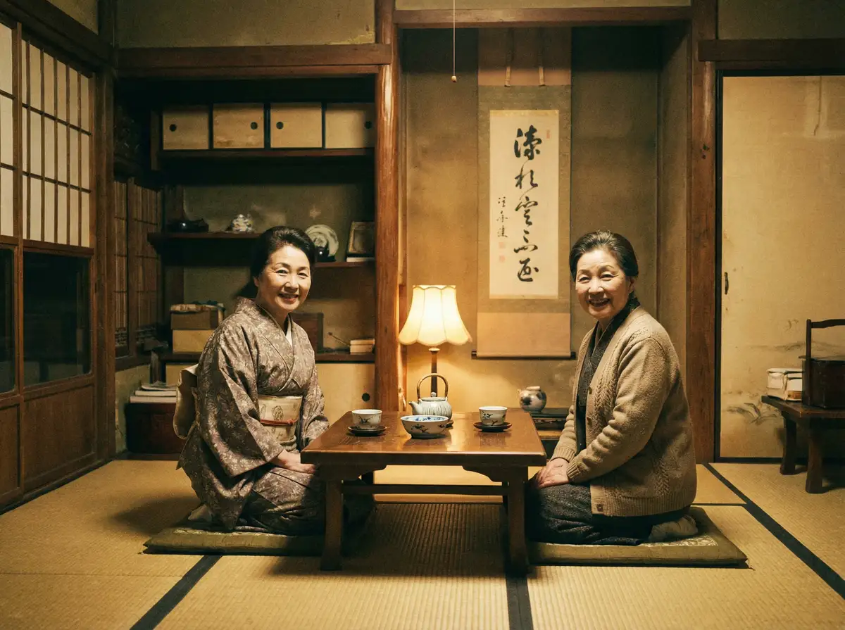 两位优雅的 乔妈 | 精品乔妈传媒 - 乔妈永久地址高清播放 在日式茶室中品茶交谈
